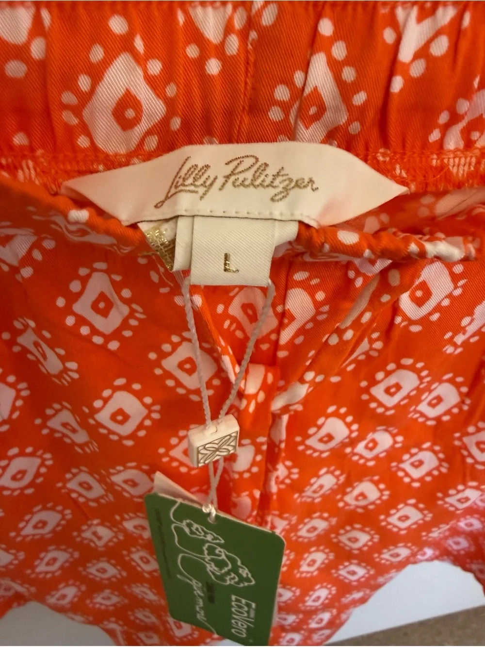 Lilly Pulitzer Croix Shorts L NWT Orange Print Drawstring Waist - Picture 3 of 7